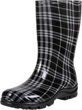 Women's Mid Calf Waterproof Rain Boots - Printed Garden Welly