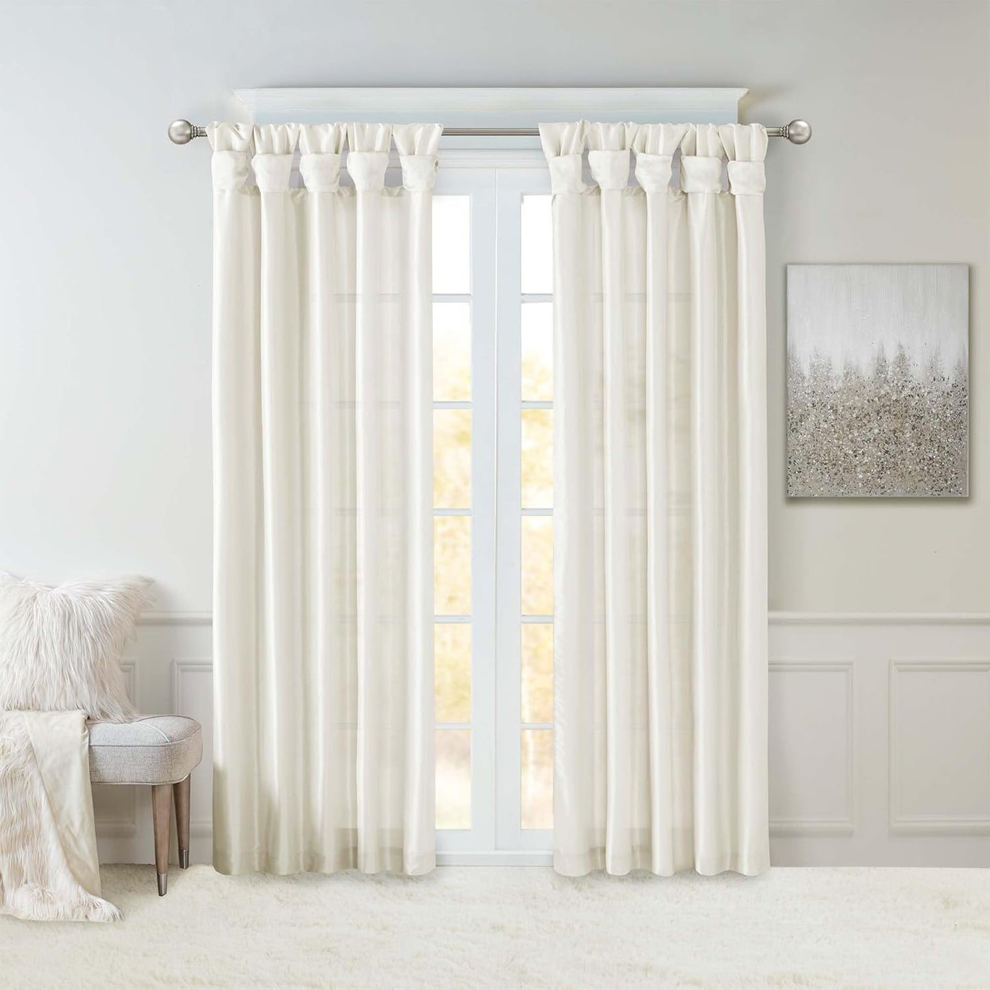 Madison Park Emilia 95 White Curtain - Privacy Lined