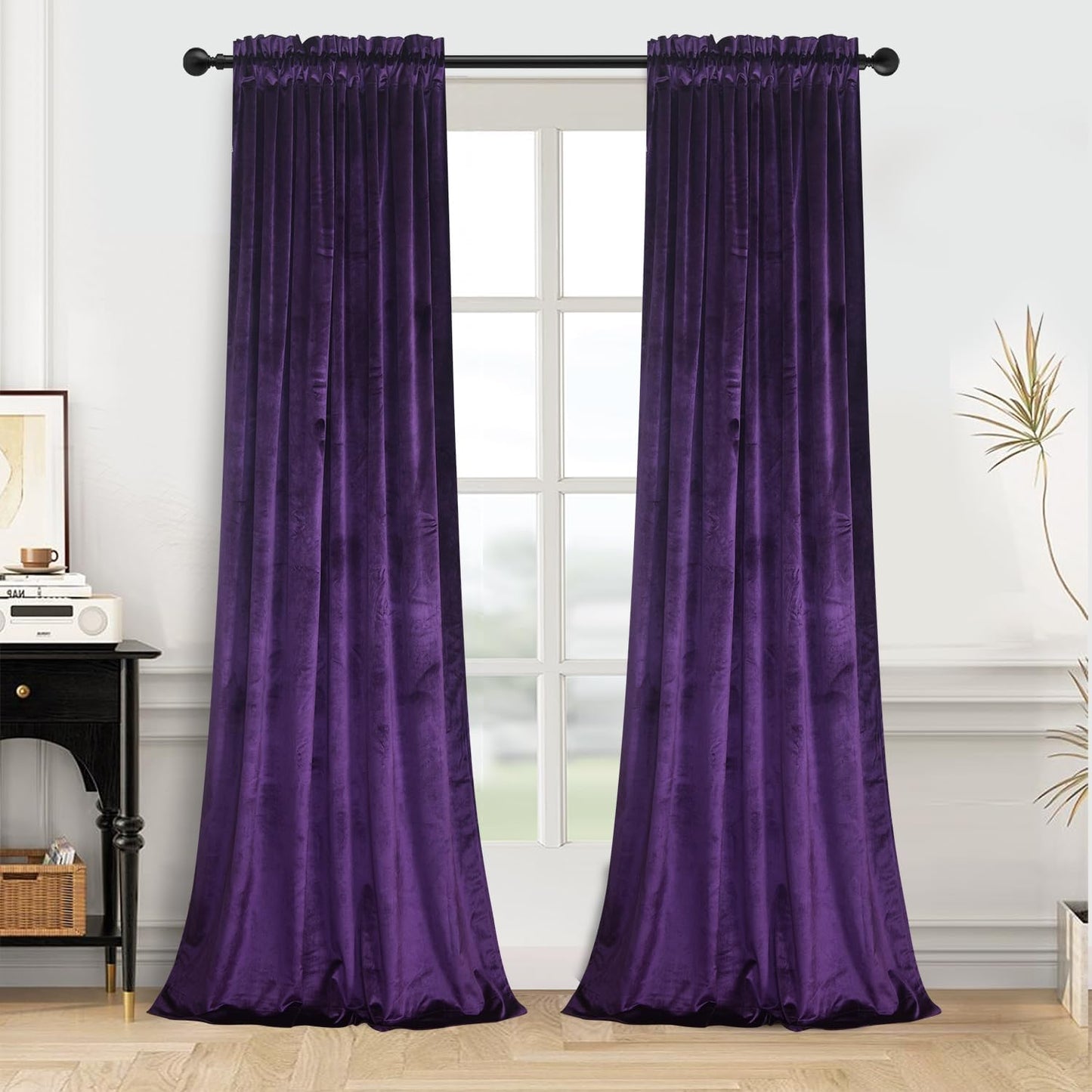 Roslynwood Purple Velvet Curtains for Living Room - Elegant Drapes