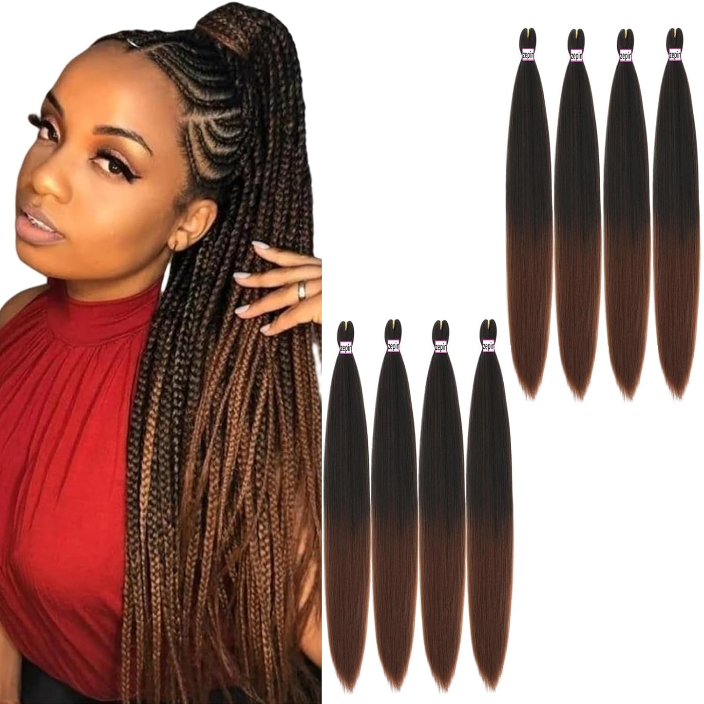 Pre Stretched Braiding Hair 34 Inch Soft Yaki Extensions 8 Packs