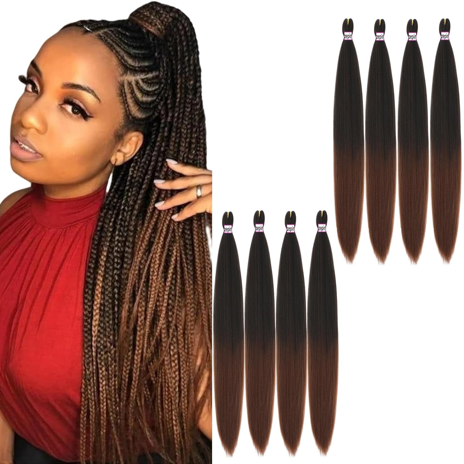 Pre Stretched Braiding Hair 34 Inch Soft Yaki Extensions 8 Packs