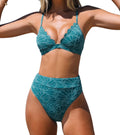 CUPSHE Bikini Set High Waisted Scalloped V Neck Two Pieces Swimsuit 2