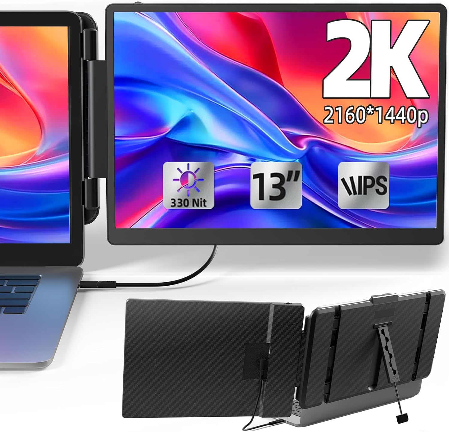 KOJOM 2K Laptop Monitor Extender - Plug & Play Dual Display for Enhanced Productivity!