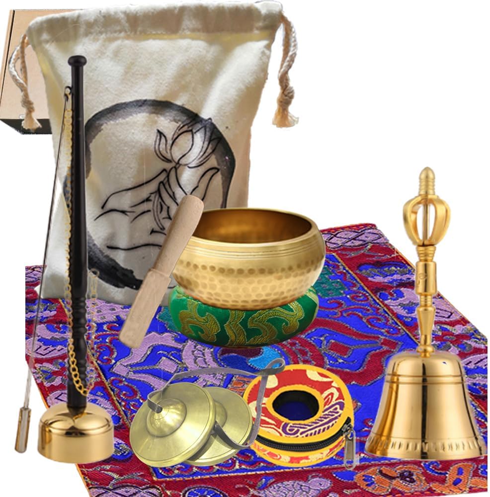 8Pcs Tibetan Buddhist Meditation Set for Mindfulness and Relaxation