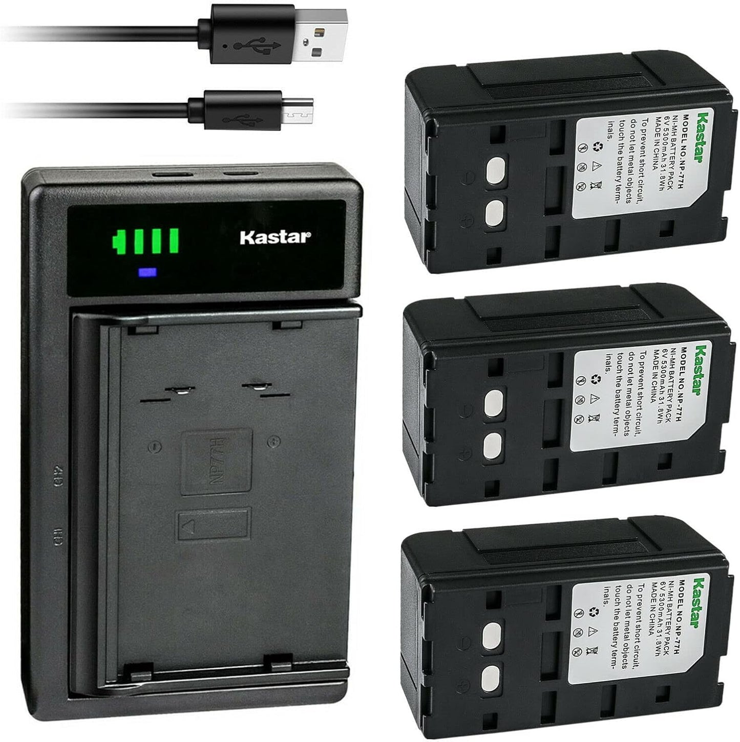 Kastar NP-77H Battery 3-Pack with LTD2 USB Charger for Sony