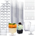 mwellewm 300 Packs Dessert Cups with Spoons - Party Ready 5 oz Set