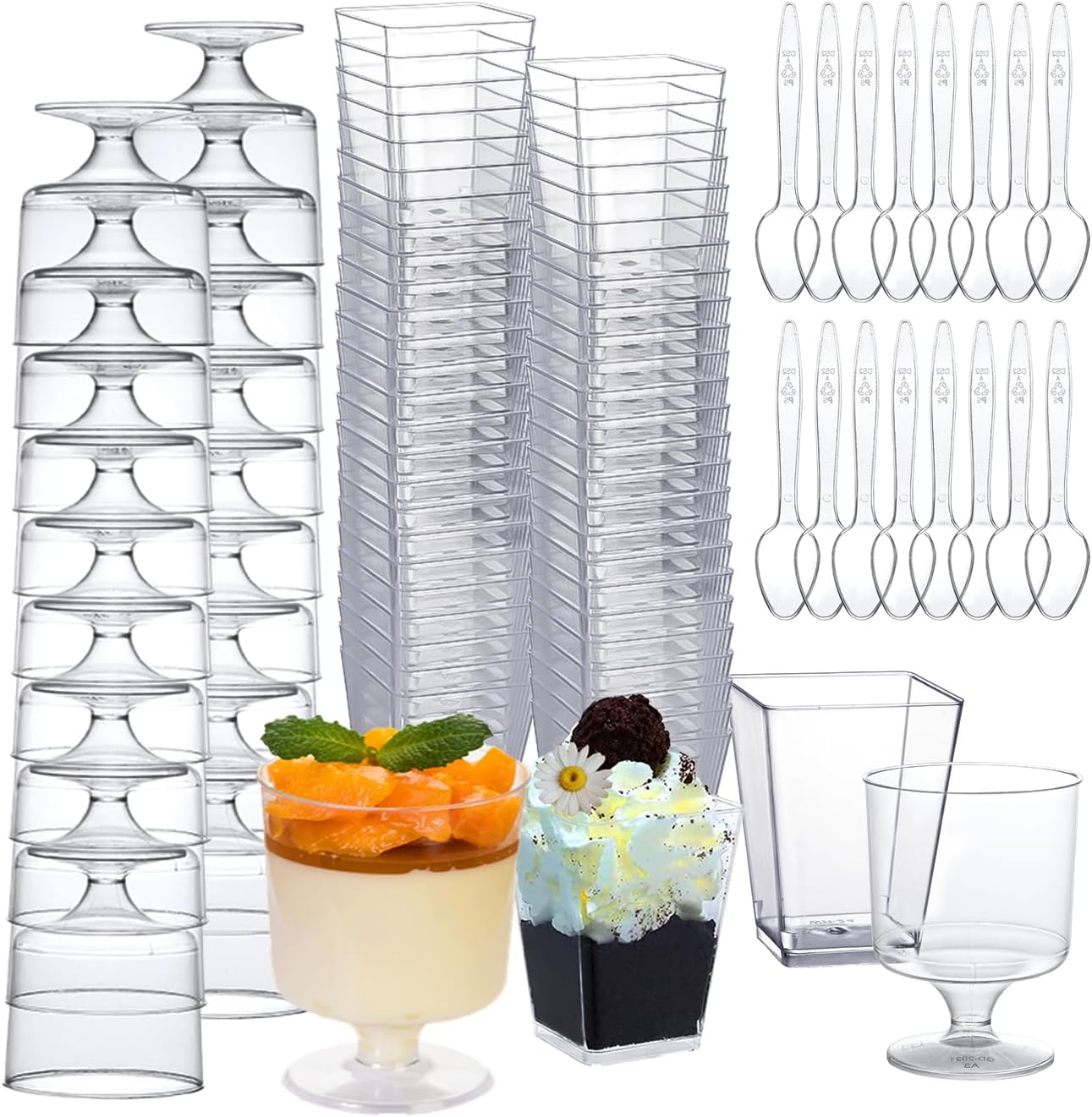 300 Packs Dessert Cups with Spoons for Parties and Events