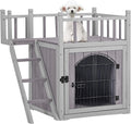 Aivituvin Dog House for Cats and Dogs with Stairs and Balcony