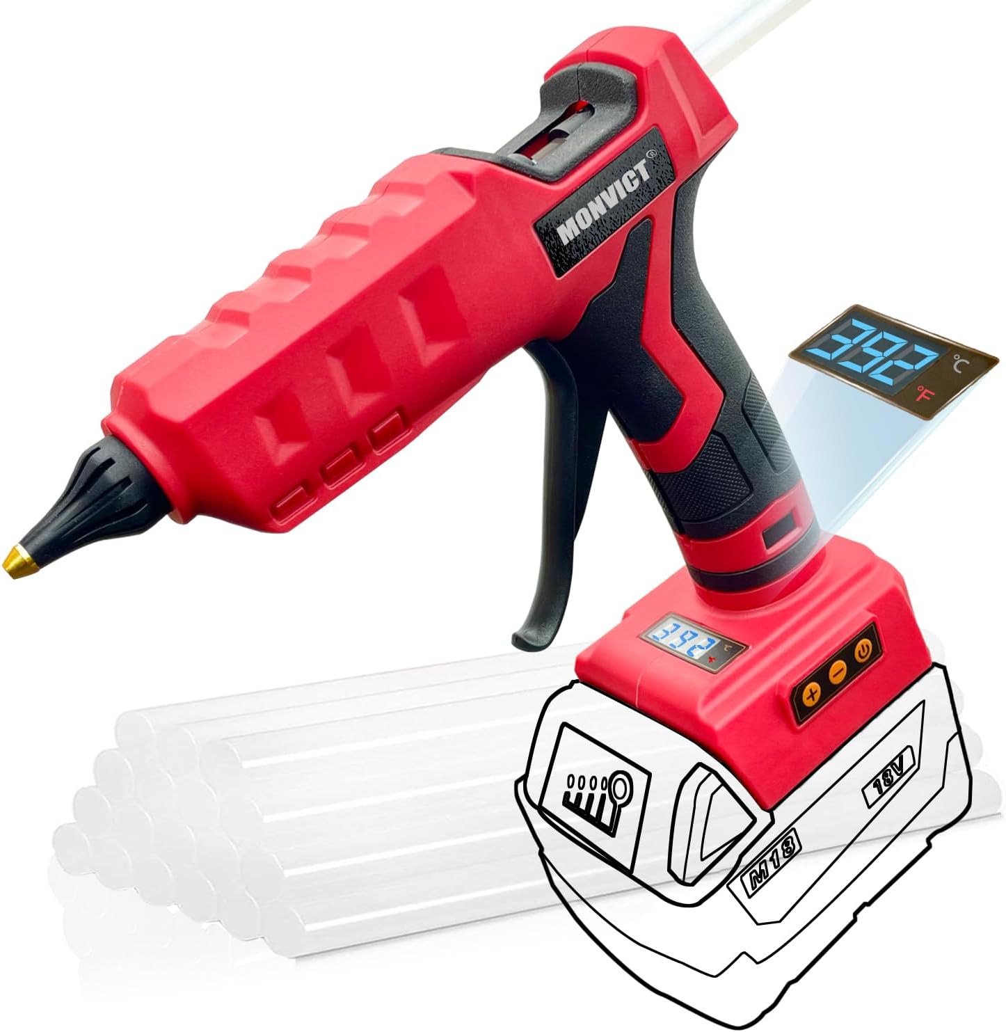 MONVICT 100W Cordless Glue Gun with Adjustable Temperature Control