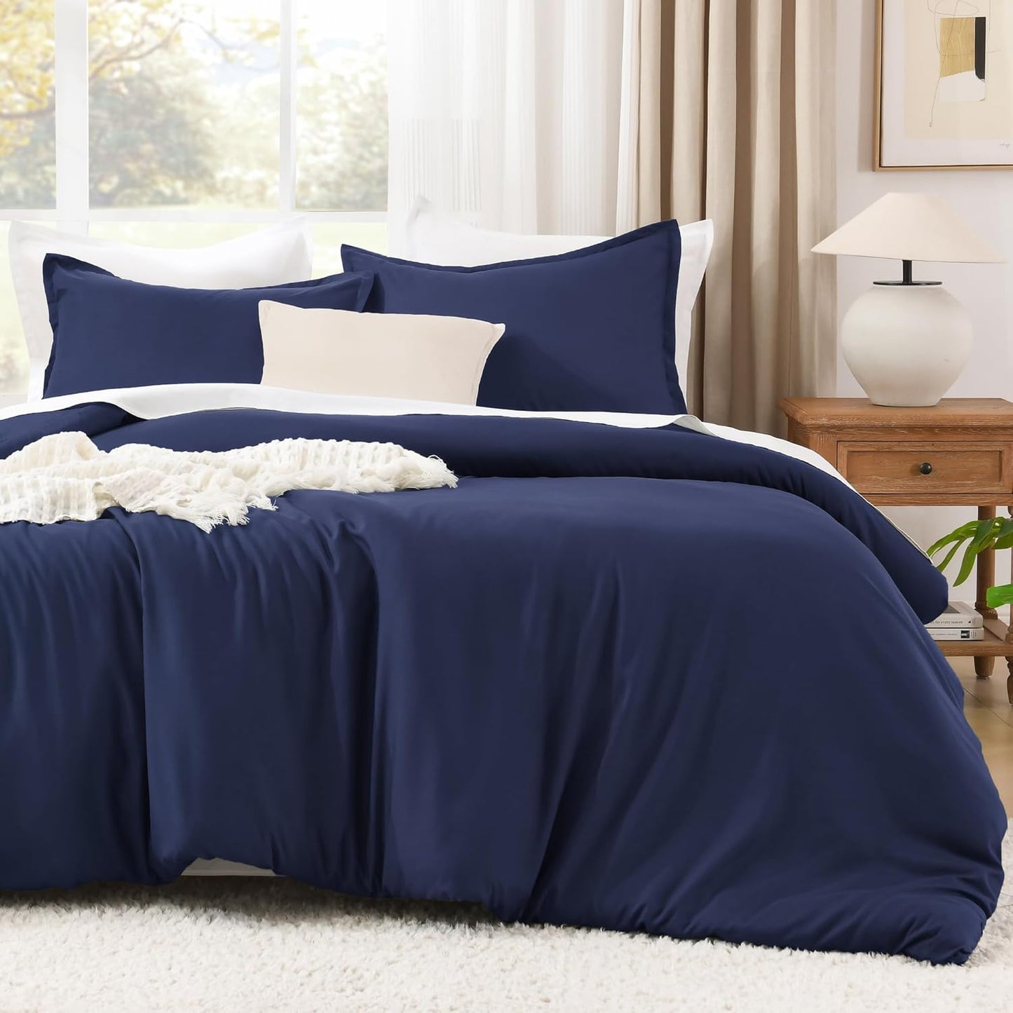 Litanika Navy Blue Comforter Set for California King Size Beds