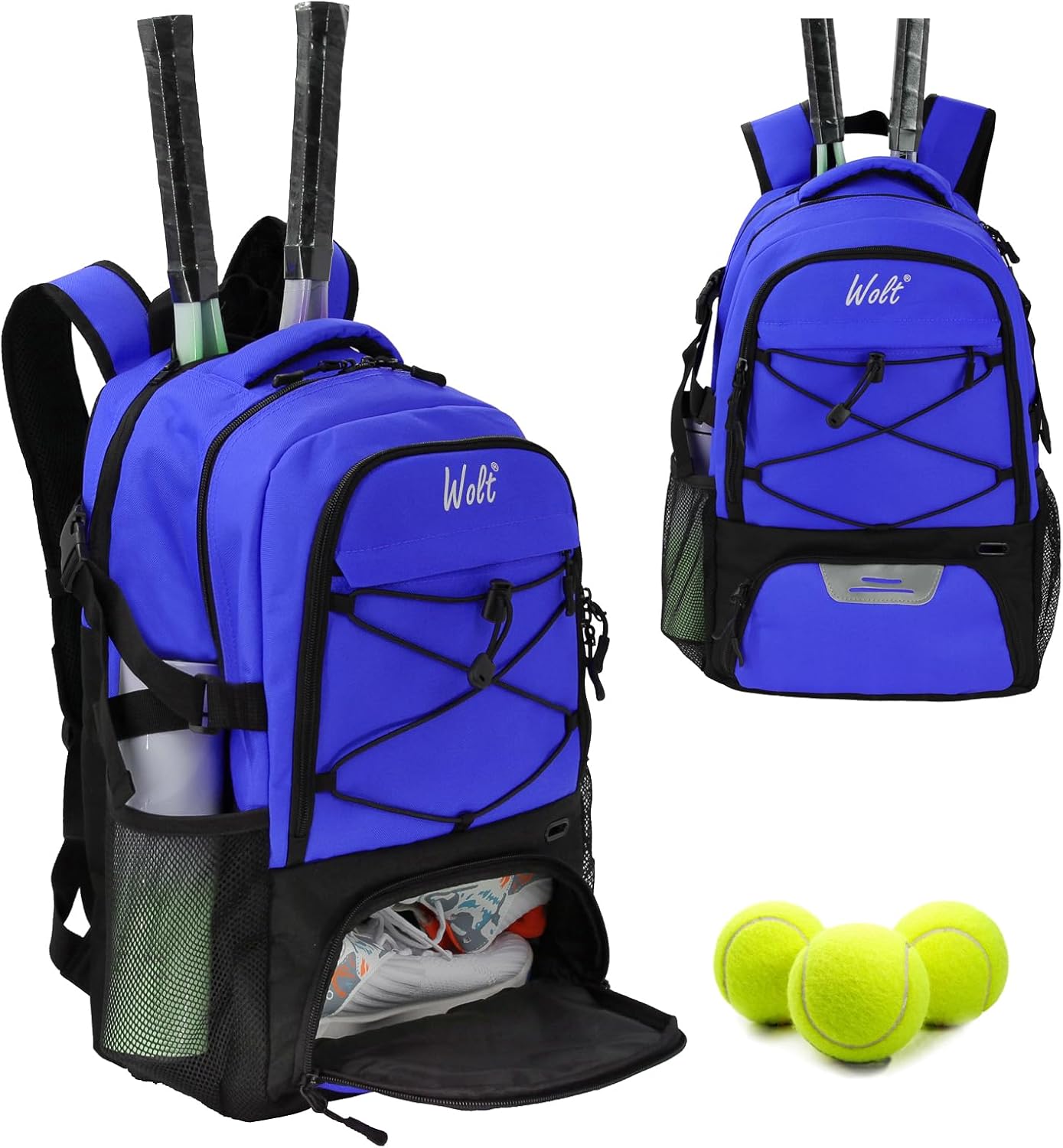 WOLT Tennis Bag - Large Racket Backpack with Shoe Compartment