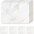 White Marble Cork Placemats Set of 4 with Free Coasters - Heat
