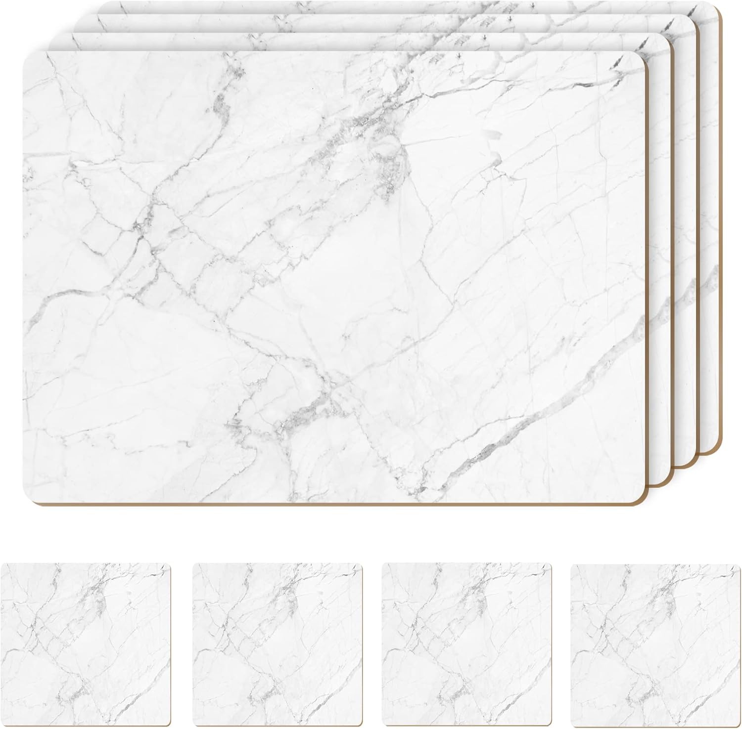 Set of 4 Heat Resistant Cork Placemats with Matching Coasters