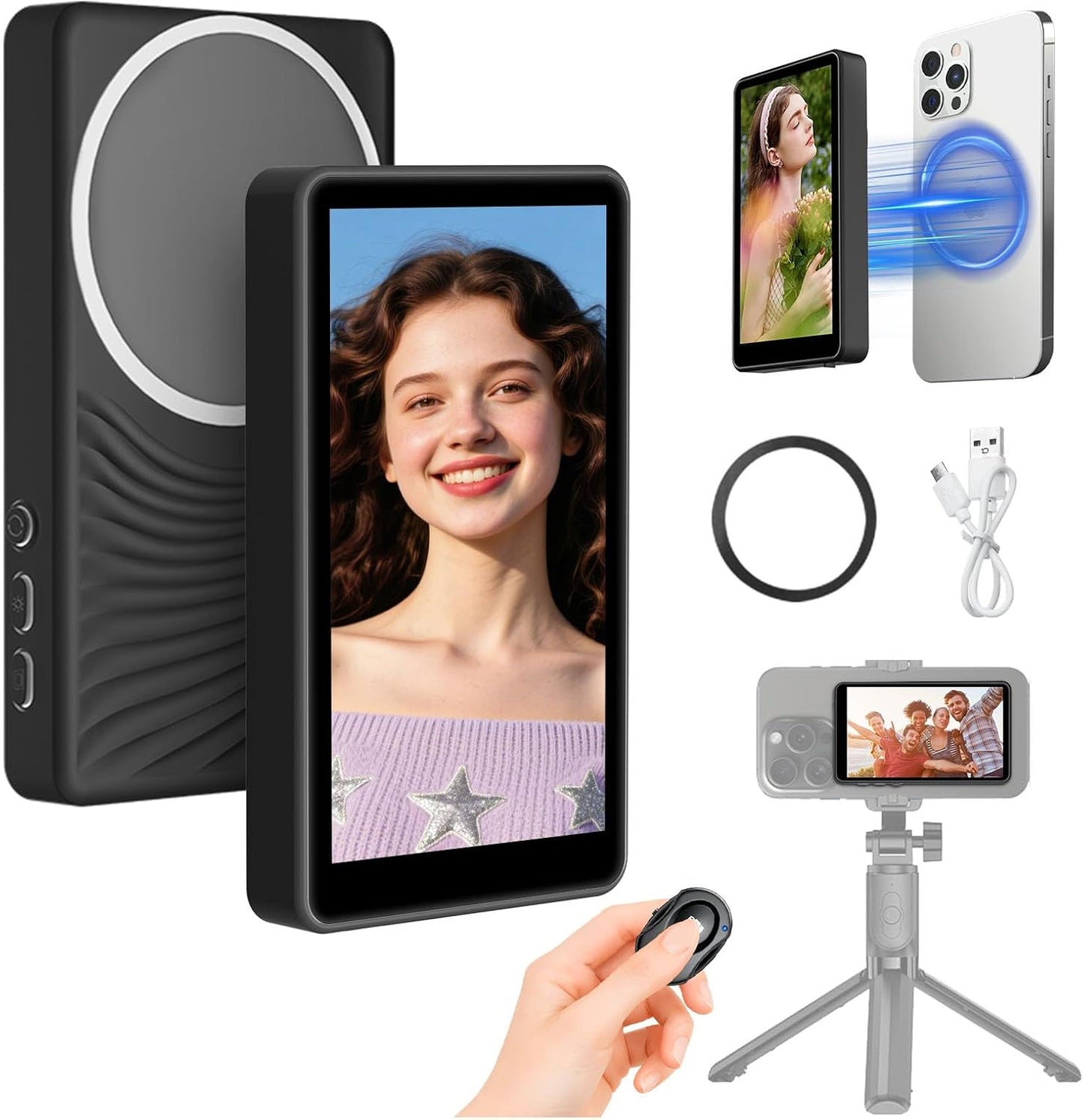 Selfie Monitor Screen for iPhone - Magnetic 4K Vlog Device