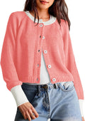 Cropped Color Block Cardigan Sweater - Trendy Layering Piece