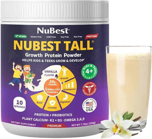 NuBest Tall Vanilla Plant-Based Protein Powder for Kids & Teens