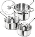 MICHELANGELO Saucepans with Lids & Steamer 7Pcs - Versatile 3-Size Set