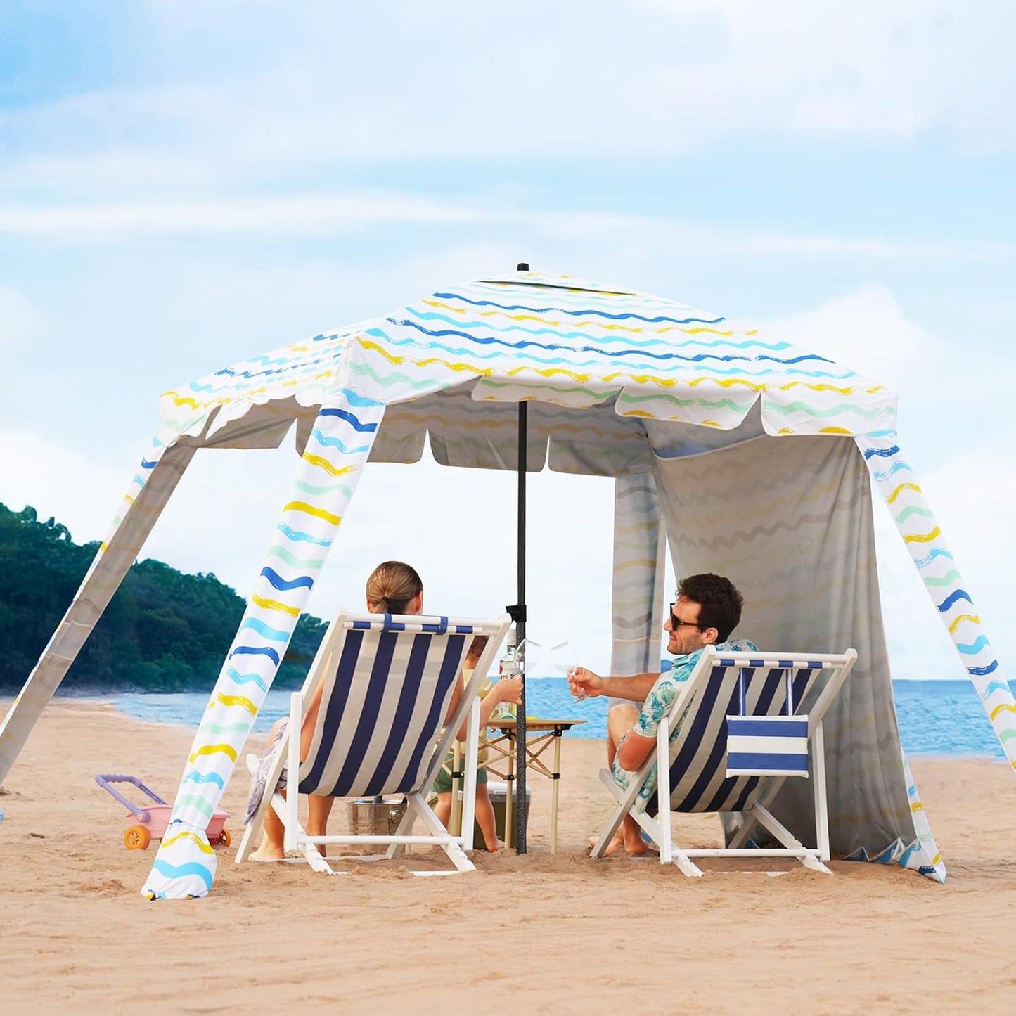 Beach Cabana 6FT Umbrella with UPF 100+ Protection for Sun