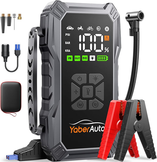 YaberAuto 9-in-1 Portable Jump Starter: 5500A Power, 150PSI Compressor