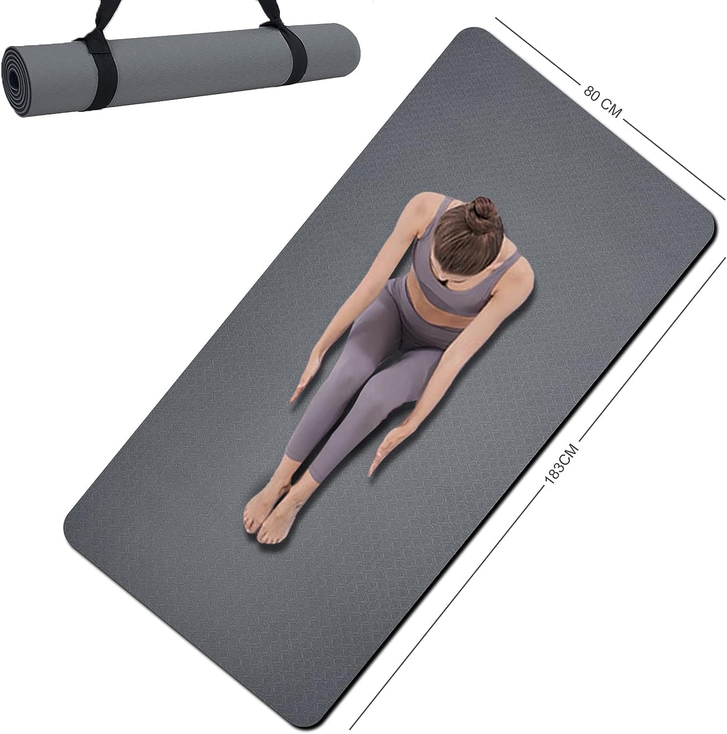 Extra Wide TPE Yoga Mat - Non Slip 7mm Thickness