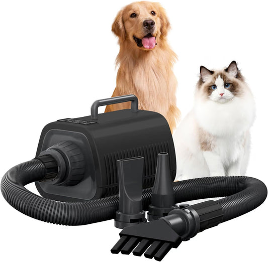 Professional High-Speed Dog Dryer - Fast Drying, 9 Settings, 3 Nozzles - Pegnoy