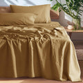100% French Pure Linen Sheets - Breathable 4 Piece Set (Rust)
