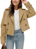 Tankaneo Womens Cropped Trench Coat - Stylish Lightweight Fall Jacket