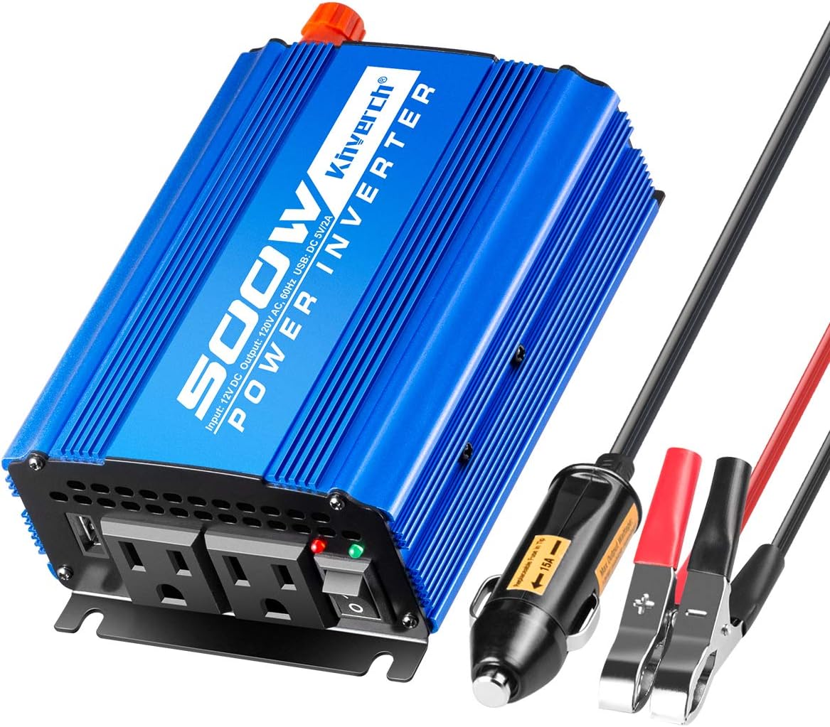 500W Car Power Inverter with 2 AC Outlets and USB Port