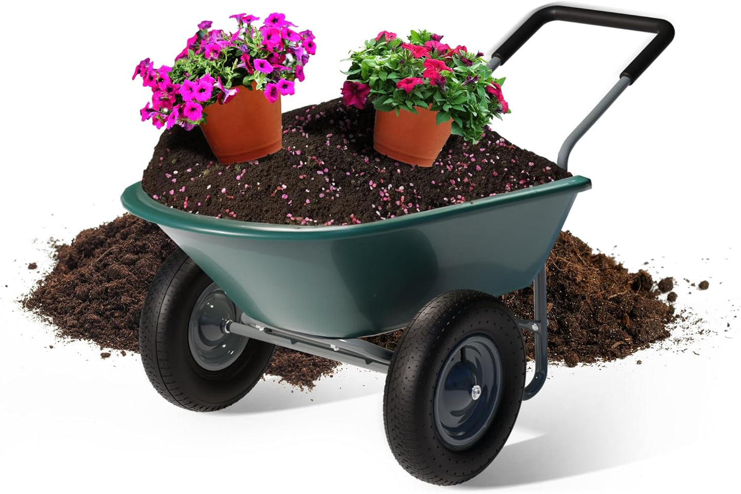 Idzo Heavy-Duty Wheelbarrow Cart with Ergonomic Handle and Tires