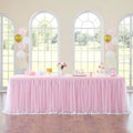 252in Baby Pink Tulle Table Skirts by NSSONBEN for Events
