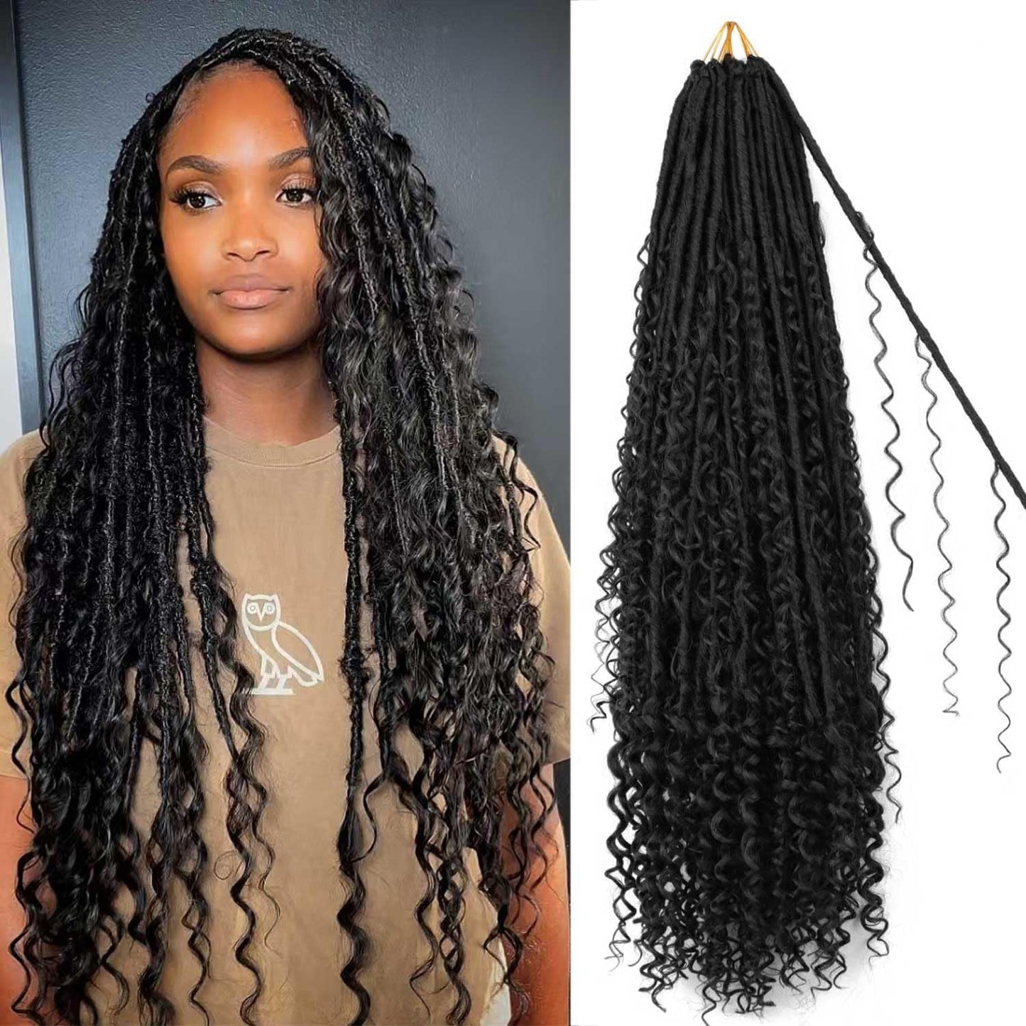 Boho Faux Locs Crochet Hair 30 Inch for Black Women - 8 Packs