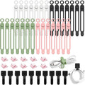 OneLeaf Silicone Cable Ties 48Pc Kit - Reusable Cord Organizer Set