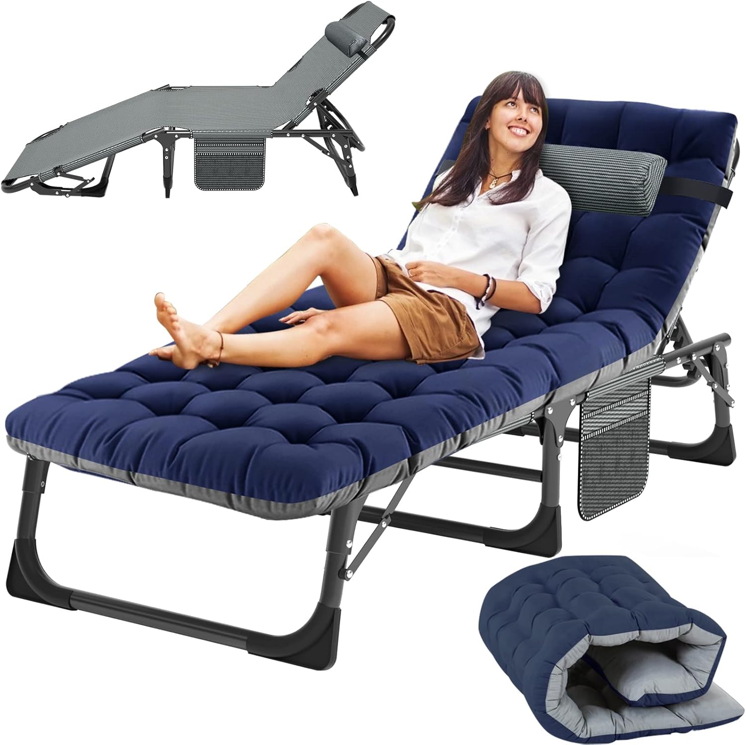 Slsy Sleeping Cots for Adults - 5-Position Folding Lounge Chair