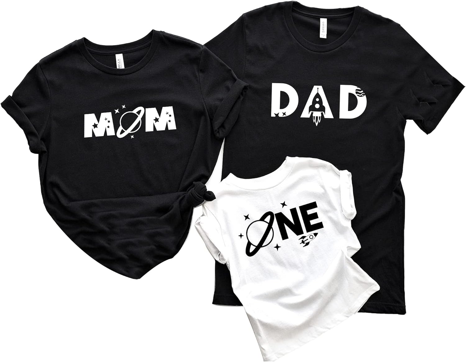 Baby Boy Space Themed One First Birthday Party Matching Shirts