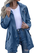 Kikibell Rain Jacket Women Striped Lined Hooded (Style 9GX8)