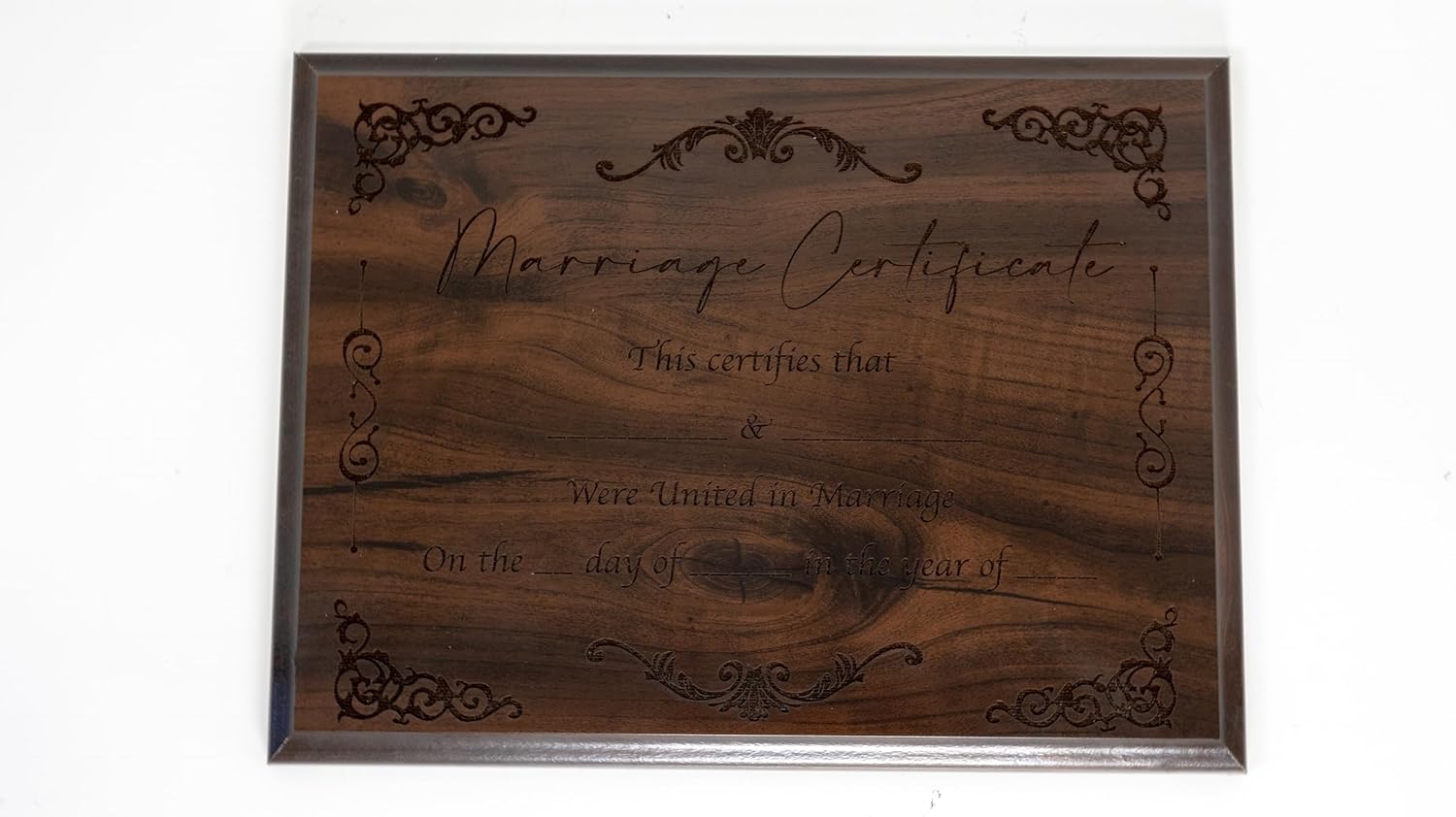 Handcrafted Marriage Certificate Plaque for Elegant Display
