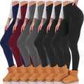 High Waisted Leggings 7 Pack - Fleece Lined Tummy Control