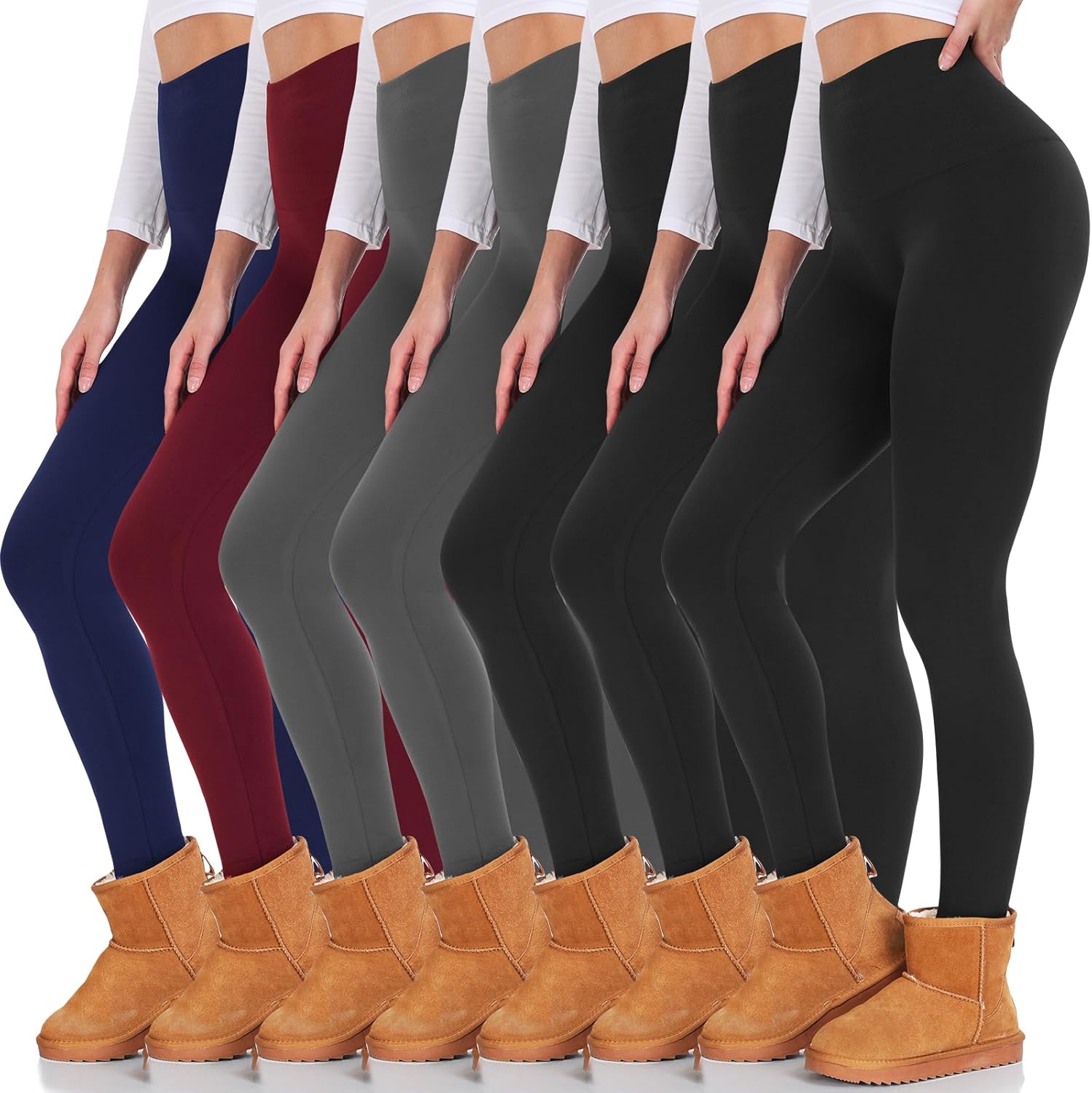 High Waisted Leggings for Women with Tummy Control - 7 Pack