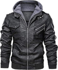 HOOD CREW Mens Casual Stand Collar PU Faux Leather Jacket Review