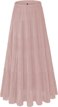 Women's Chiffon White Flowy Maxi Skirt - Elastic High Waisted Pleated