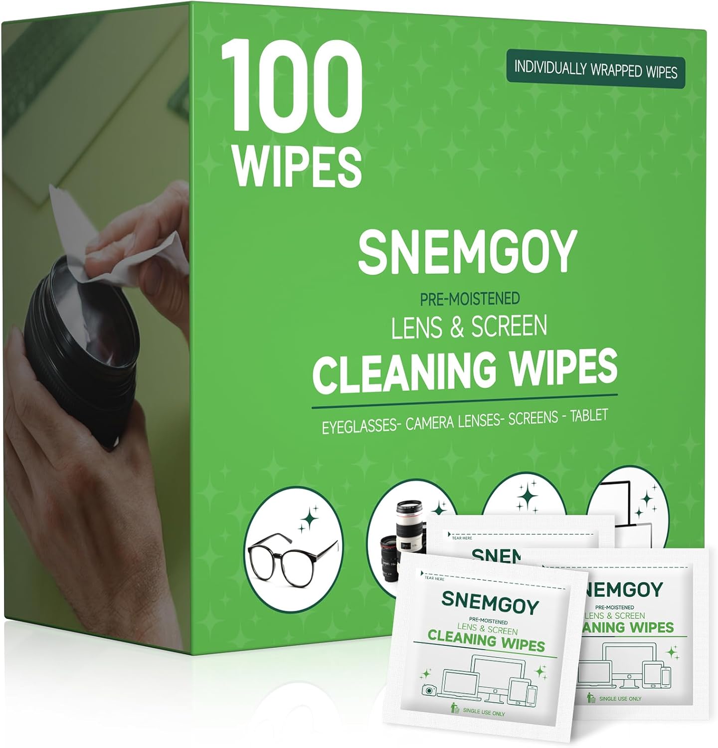 Individually Wrapped Lens Cleaning Wipes - 100 Count