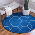 Unique Loom Trellis Frieze Area Rug - 4 ft 1 in Round Navy/Ivory