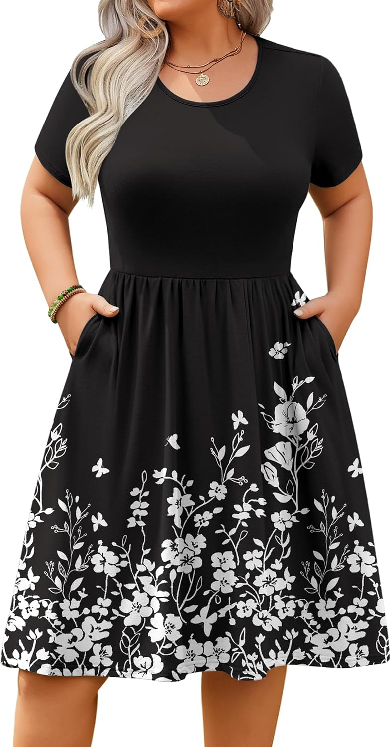 IN'VOLAND Womens Plus Size Summer Dress with Pockets and Style