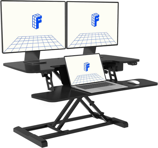 Motorized 36 Wide Standing Desk Converter by FLEXISPOT