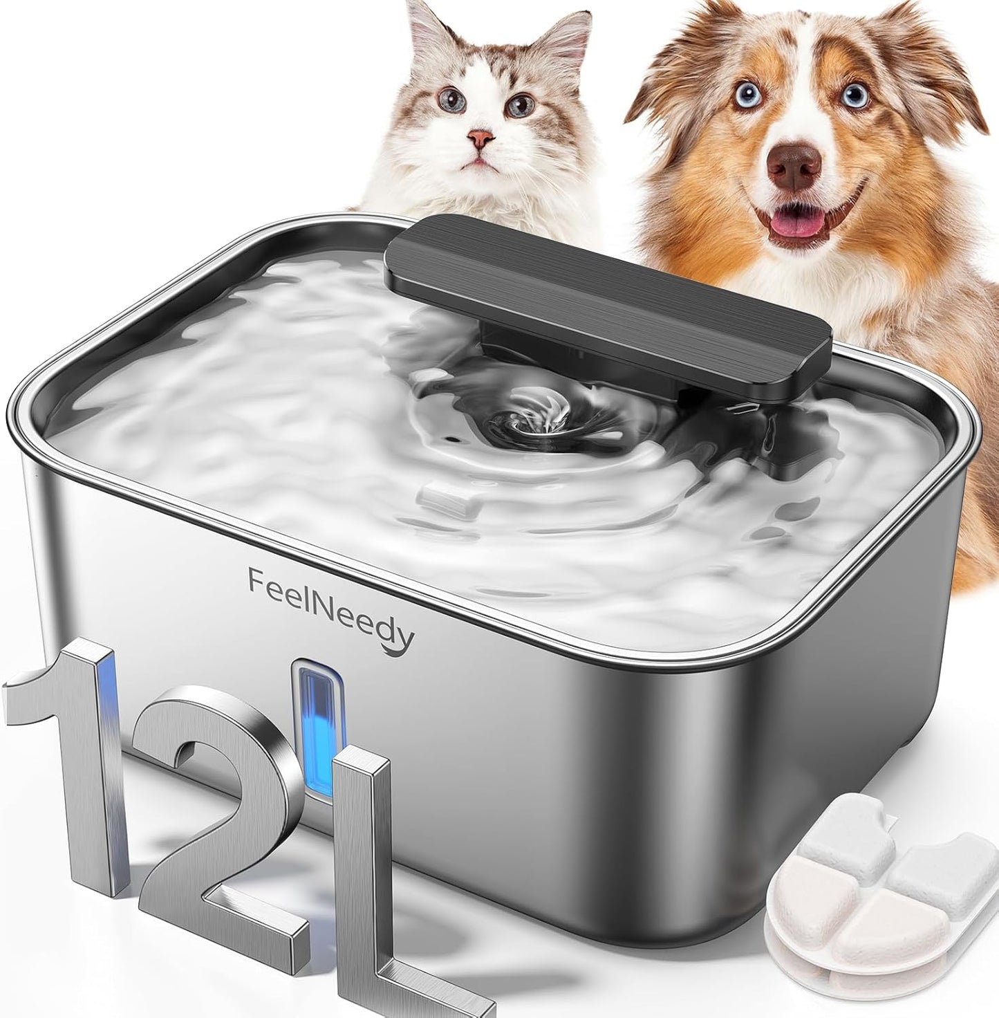 FEELNEEDY 3 Gal Stainless Steel Dog Water Fountain for Pets