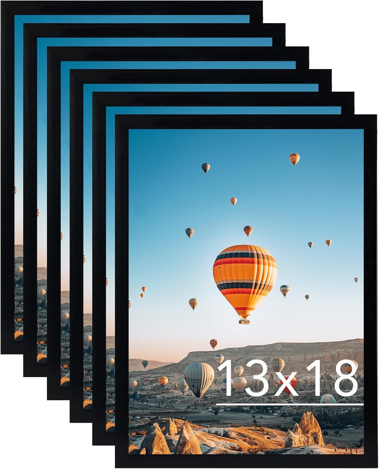 13x18 Picture Frame Set of 6 Black for Stylish Wall Decor