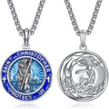 ADMETUS 925 Sterling Silver Saint Christopher Medal Necklace - Travel