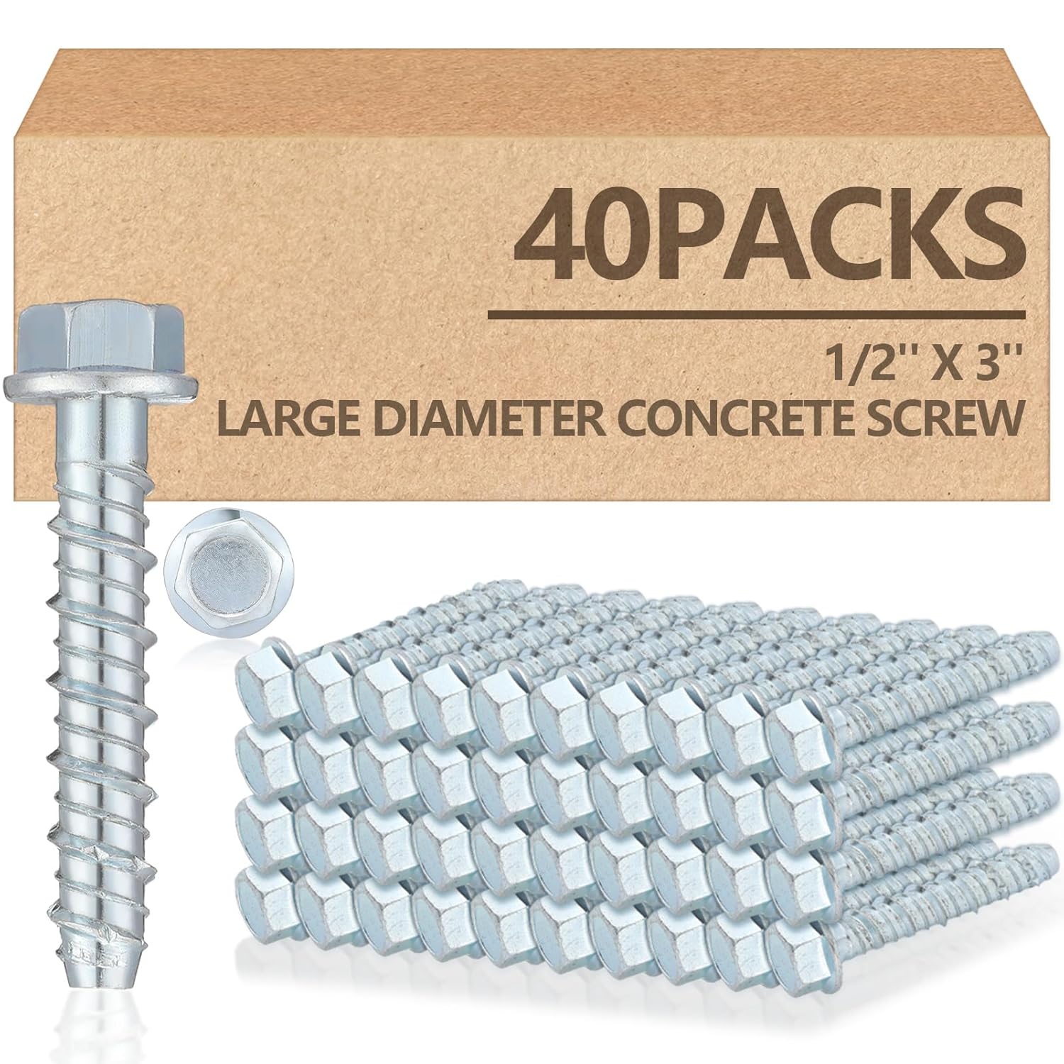 Tandefio 40 Pack 1/2 x 3 Concrete Screw Anchors Review