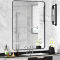 Black Metal Framed Bathroom Mirror for Wall 28 in x 36 in - Rounded
