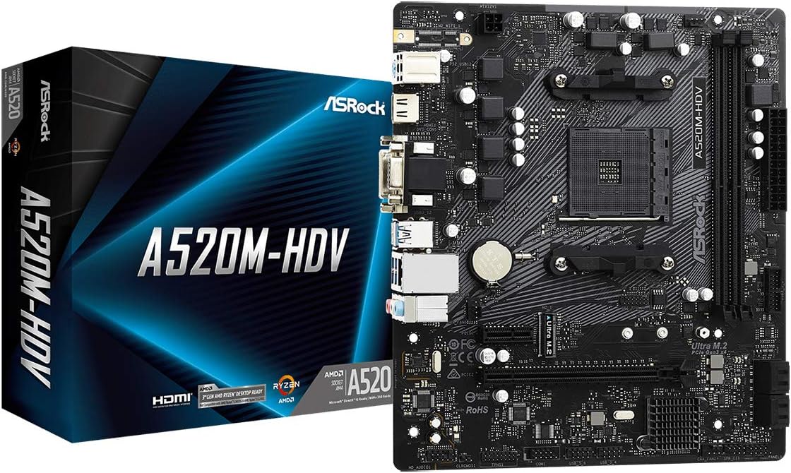 ASRock A520M-HDV Motherboard for AMD Ryzen Processors